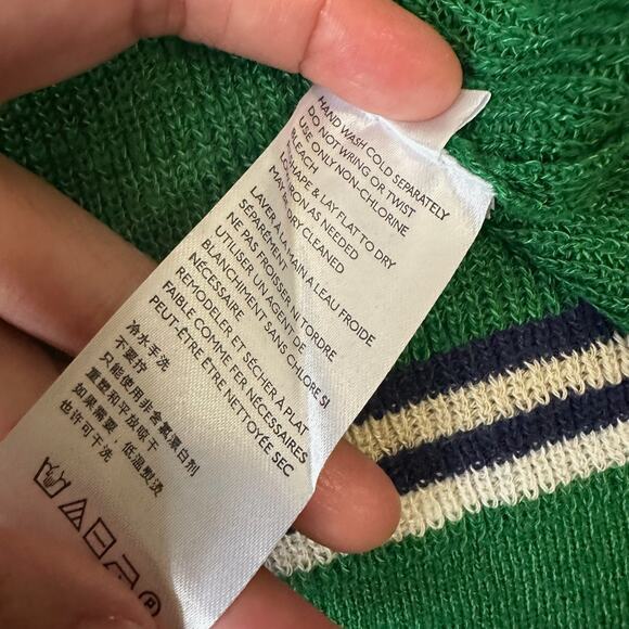 FREE PEOPLE BEACH Mariner Sweater Green Bee Striped Pullover Knit NWT - Picture 9 of 10